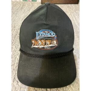 Vtg Alaska 1998 IDITAROD Patch Black‎ Sun Trucker Hat Ball Cap Braid IAAC